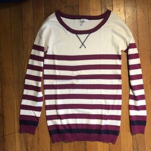 White Sweater with Pink Stripes